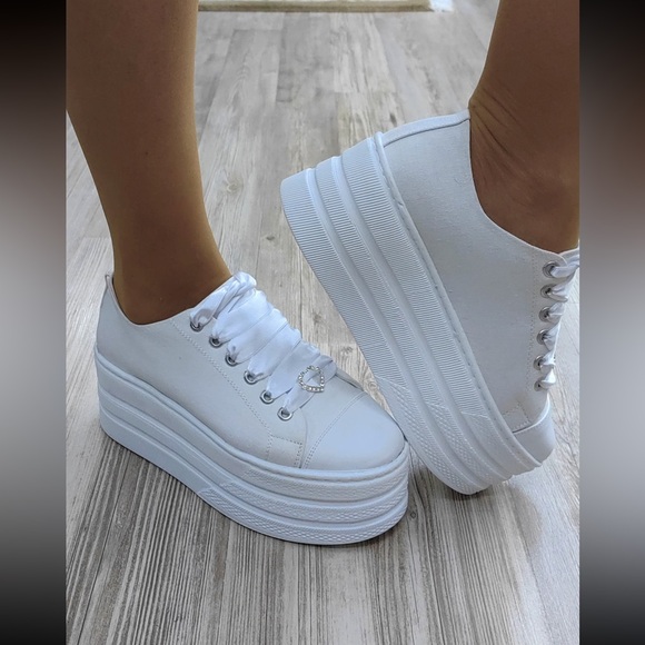 White Platform Sneakers - Picture 2 of 4